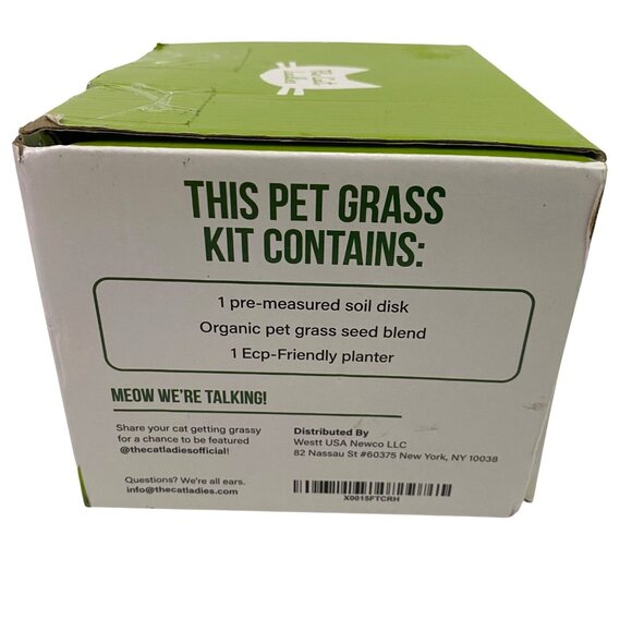 The Cat Ladies Organic Pet Grass Kit White Kitty Face Planter Garden Plants - Picture 12 of 15